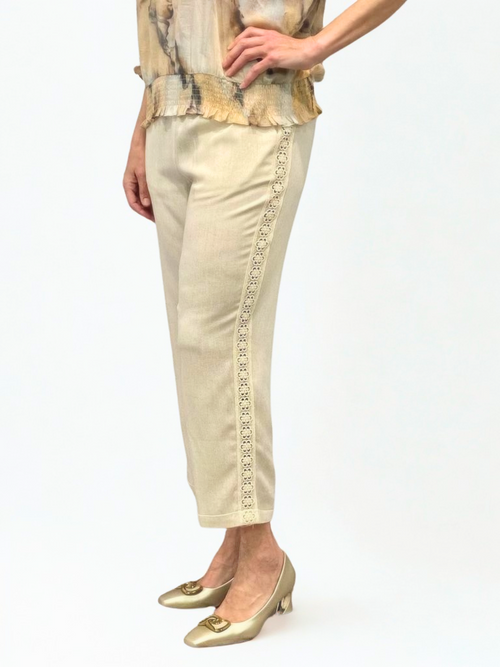 GG Jeans | Flax Crop Pant, eyelet details