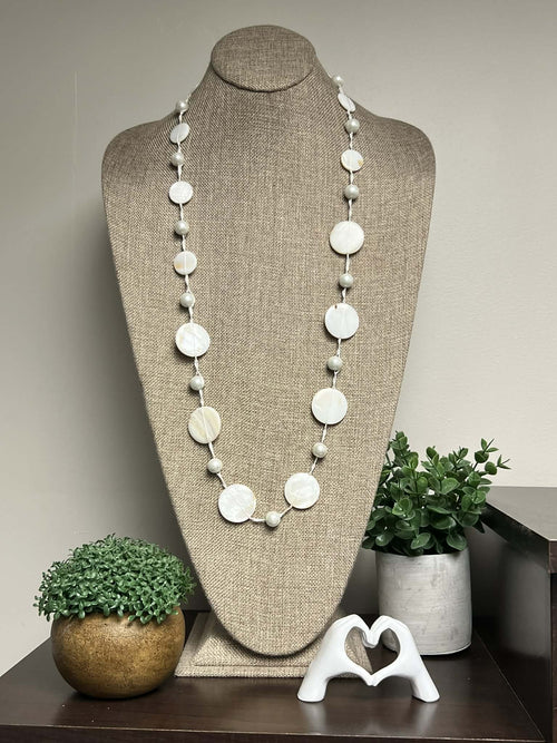 Cream Resin Beaded Necklace