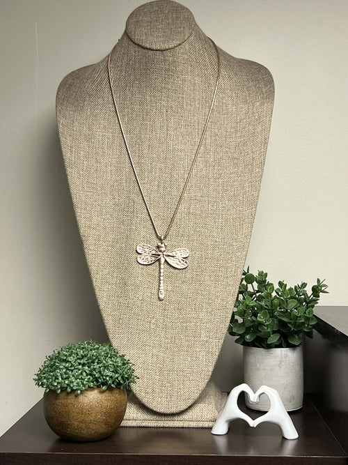 Rose Gold Dragonfly Necklace