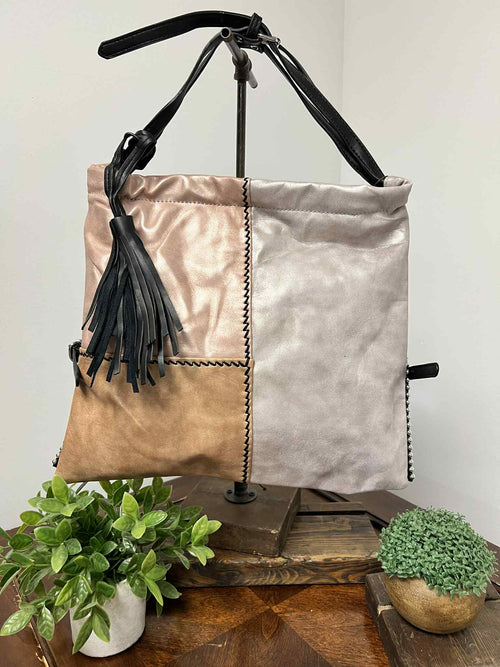 Colour Blocking Purse in Pink Pewter Hues