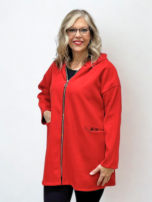 Red Jacket with Plaid Interior