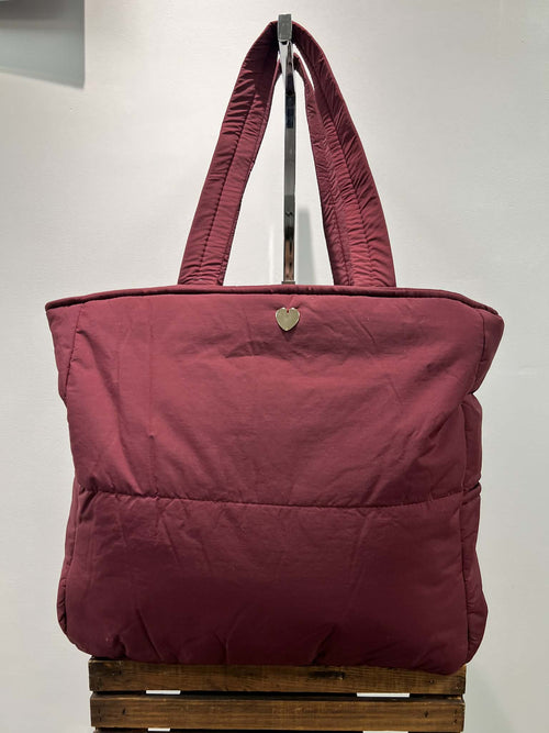 Large Maroon Puffer Overnight Bag