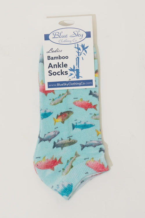 Blue Sky | Salmon Bamboo Ankle Socks