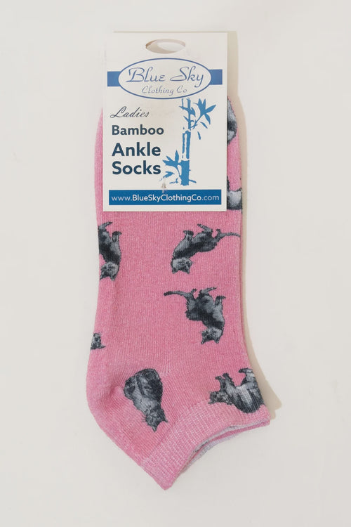 Blue Sky | Pink Cat Bamboo Ankle Socks