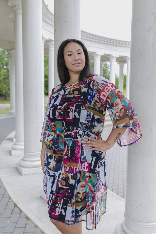 Black LABB Clothing | BL104-223 Fresh Mag Asymmetric Long Mesh Cover-Up