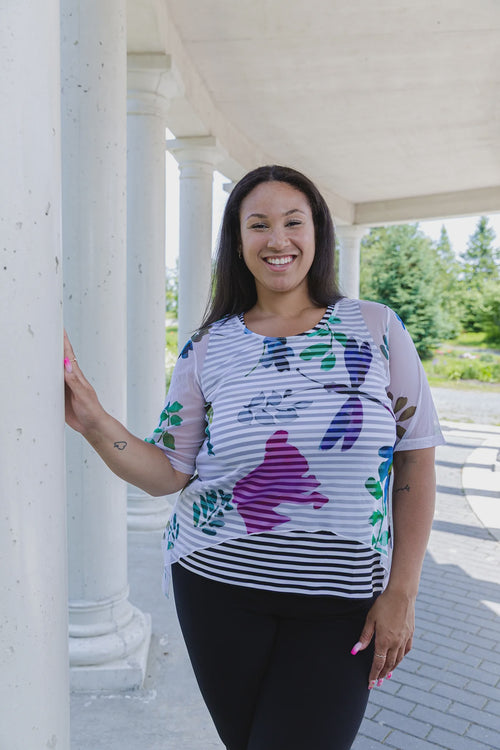 Black LABB Clothing | BL105-221 Nature's Finest Curved Hem Mesh Top