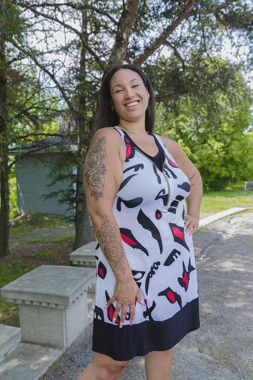 Black LABB Clothing | BL106-219 Mono Splash Sleeveless Inset Dress