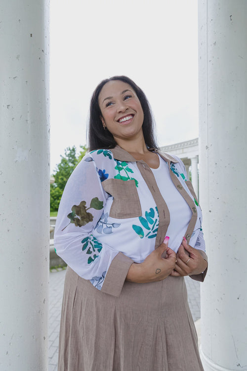 Black LABB Clothing | BL91-221/Beige Nature's Finest Mesh Jacket with Beige Linen Trim