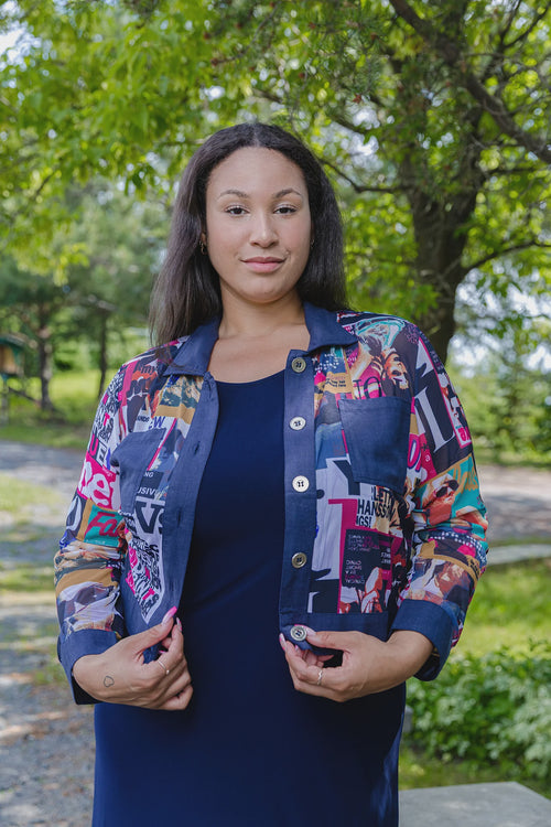 Black LABB Clothing | BL91-223/Navy Fresh Mag Mesh Jacket with Navy Linen Trim