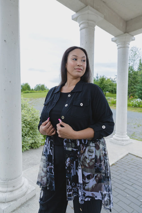 Black LABB Clothing | BL92-223B Fresh Mag Mesh With Black Linen Jacket