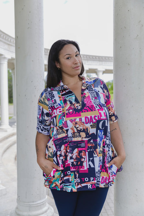 Black LABB Clothing | BL94-223 Fresh Mag Short Sleeve 2 Pocket Tunic