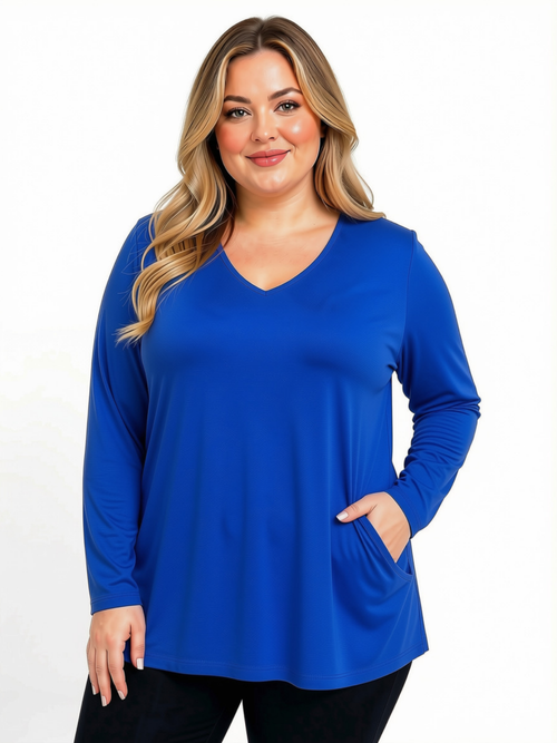 Black LABB Clothing | BL115-317Y Cobalt Bamboo Draped Back Tunic