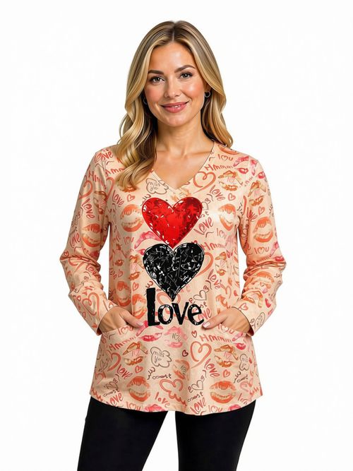 Black LABB Clothing | BL115-317Y  Love Lips  Draped Back Tunic