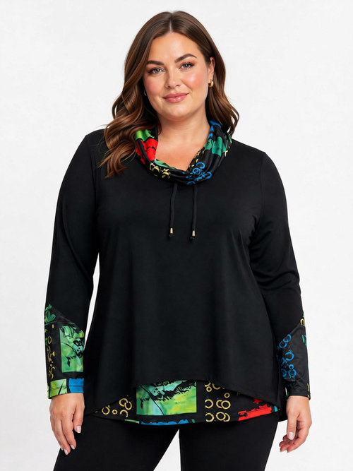 Black LABB Clothing | BL122-313 Fresh Fall Split Back Tunic