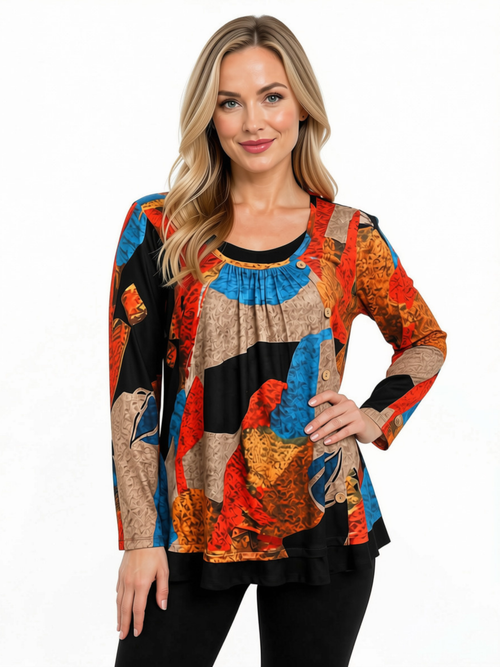 Black LABB Clothing | BL117-308Y Autumn Geo Top