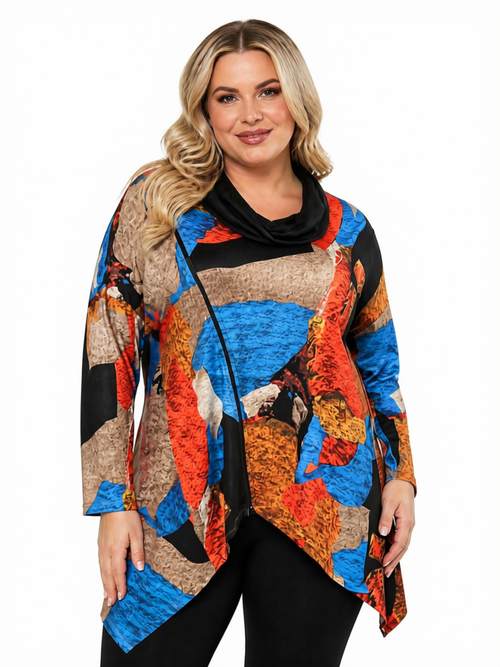 Black LABB Clothing | BL119-308Y Autumn Geo  Zip Tunic/Dress