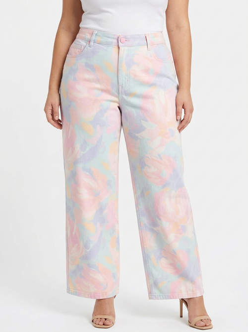 Carreli Jeans - Ankle Length Wide Leg, Floral Pop