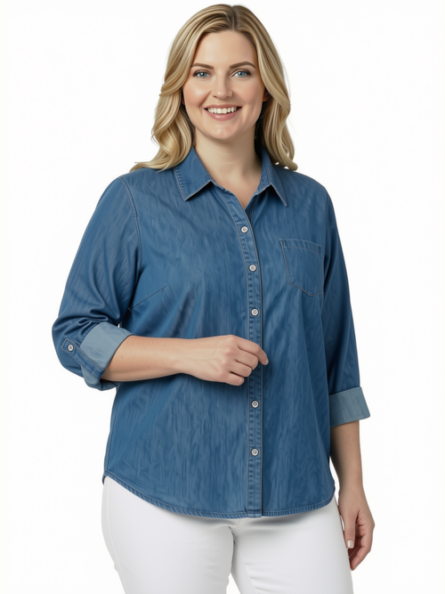 Carreli Jeans | Long Sleeve Denim Tencel Blouse