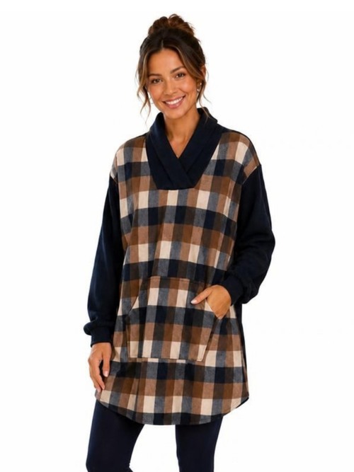 Navy/Mocha Plaid Tunic/Dress