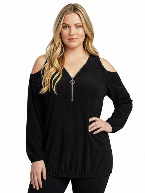 Black LABB Clothing | BL69-99 Black Cold Shoulder Top