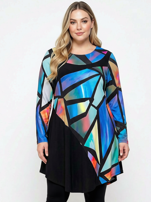 Black LABB Clothing | BL85-203 Mosaic Colour Block Tunic
