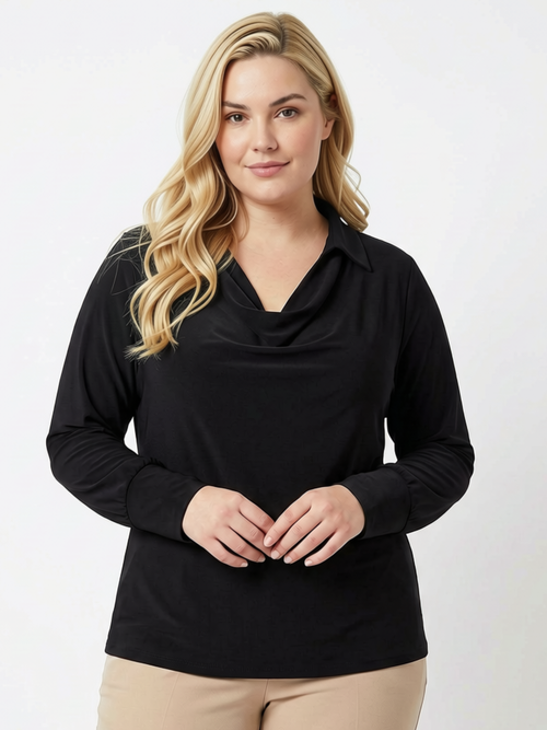 Black LABB Clothing | BL68-99 Black Collar Scoop Neck Top