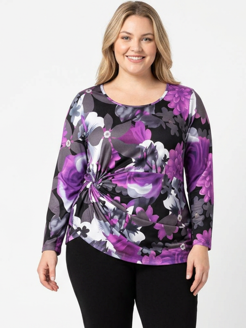 Black LABB Clothing | BL83-205Y Goth Purple Side Knotted Top