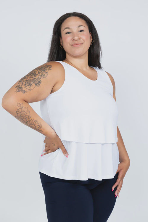 Black LABB Clothing | BL48 White Bamboo Layered Tank