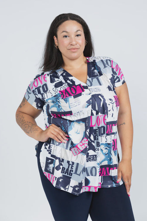 Black LABB Clothing | BL45 3 Button Magazine Draped Top