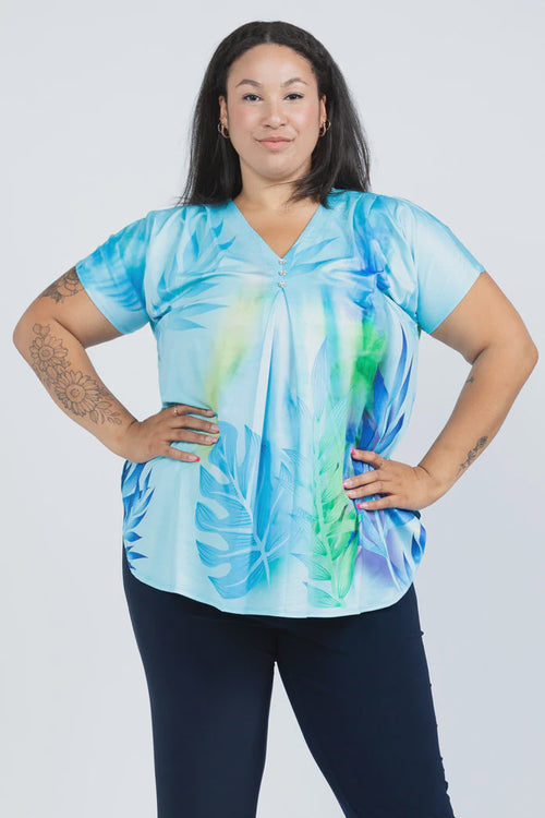 Black LABB Clothing | BL45 3 Button Ocean Oasis Draped Top