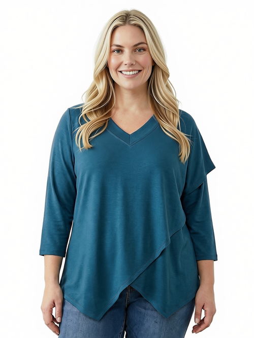 Black LABB Clothing | BL84-214Y Denim Blue Overlay Top