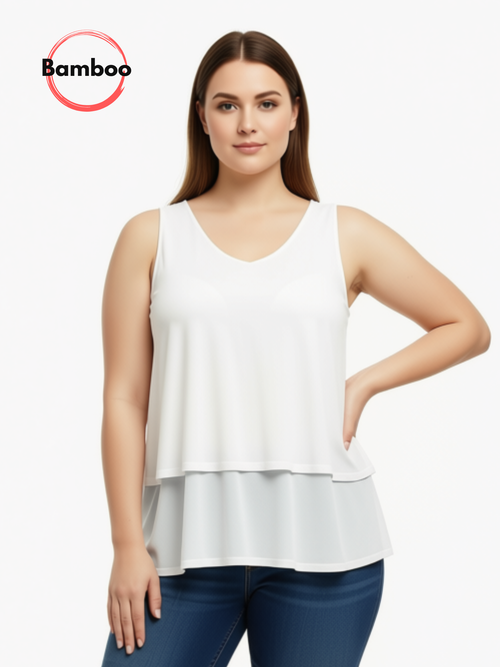 Black LABB Clothing | BL48 White Bamboo Layered Tank