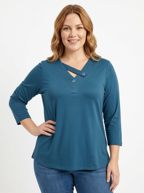 Black LABB Clothing | BL79-214Y Denim V-Neck Sweater with Buttons