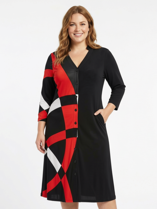 Black LABB Clothing | BL63-202 Red Geo Duster/Dress