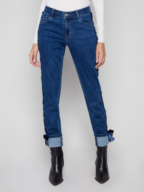 Charlie B | Slim Leg Jeans With Velvet Bow