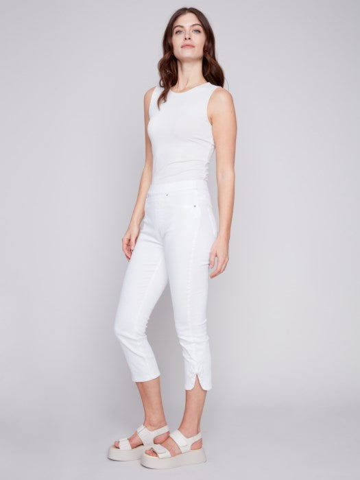 White Pull-On Jeans with Bow Detail