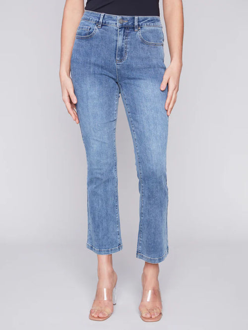 Charlie B | Petite Bootcut Stretch Denim Pants, Medium Blue