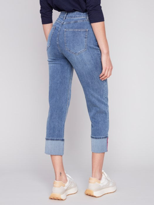 Straight Leg Jeans with Folded Cuff