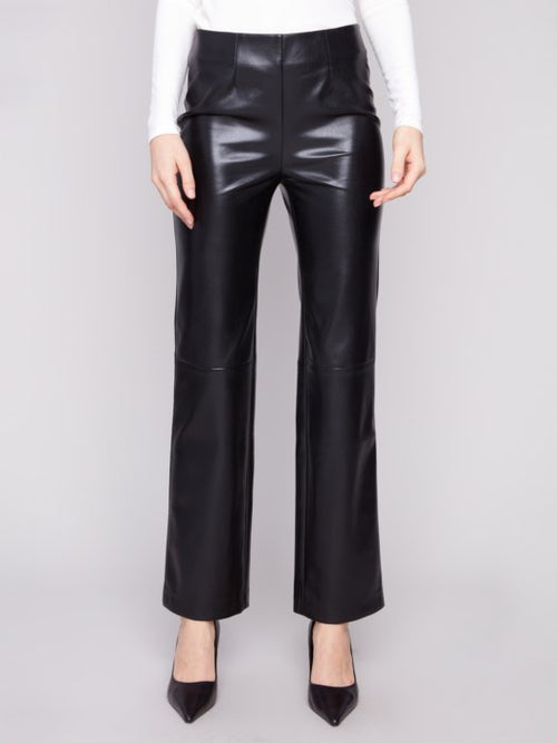 Charlie B | Faux Leather Pull-On Pants, Black