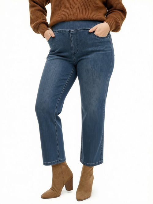 Carreli Jeans | Angela Fit Wide Leg, Pull-On in Mid Stone