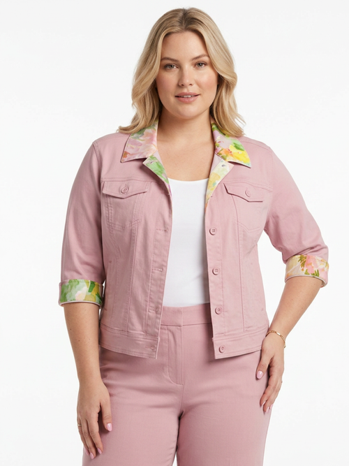 Carreli Jeans | Tencel Lavender Jacket, Floral Collar