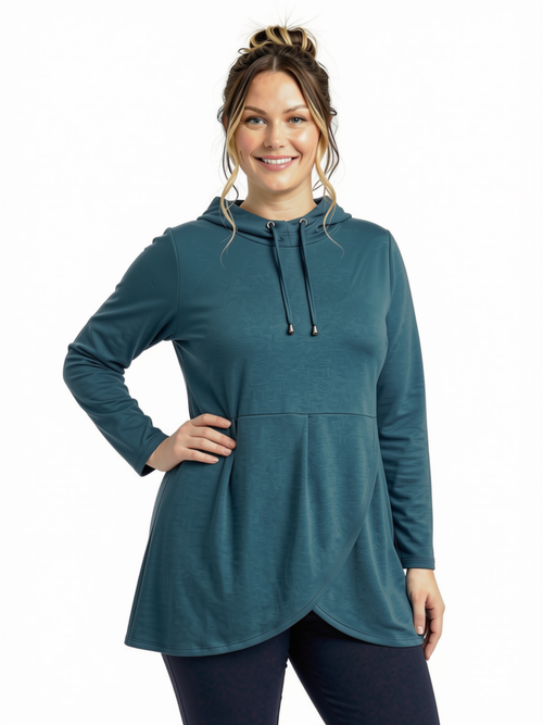 Black LABB Clothing | BL77-214Y Denim Blue Peplum Tunic