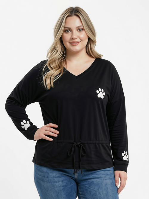Black LABB Clothing | BL78-213Y Solid Black With White Paw Print Sweater