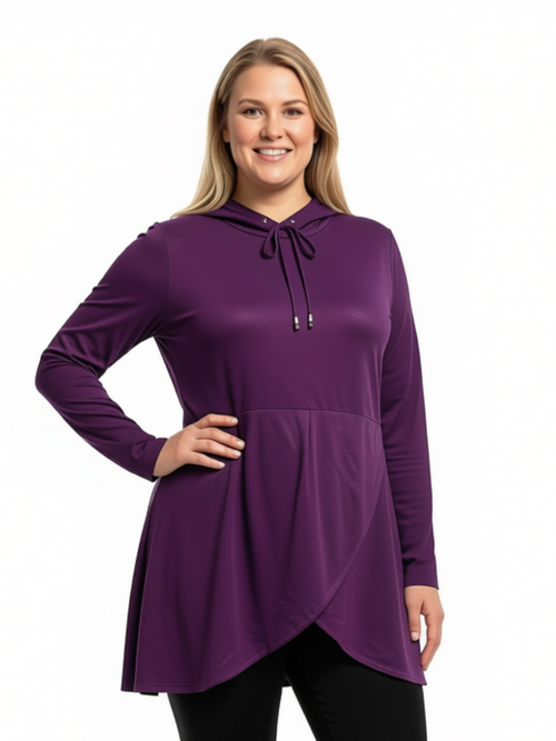 Black LABB Clothing | BL77-215Y Grape Peplum Tunic