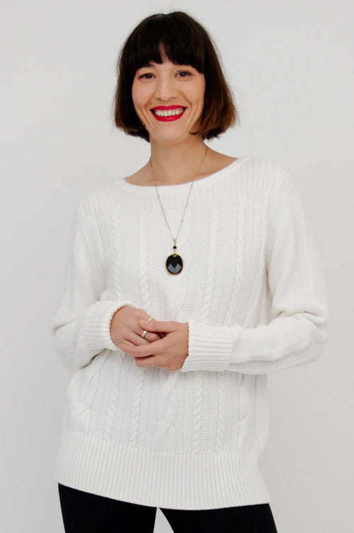 Blue Sky | Cora Sweater, White, Cotton