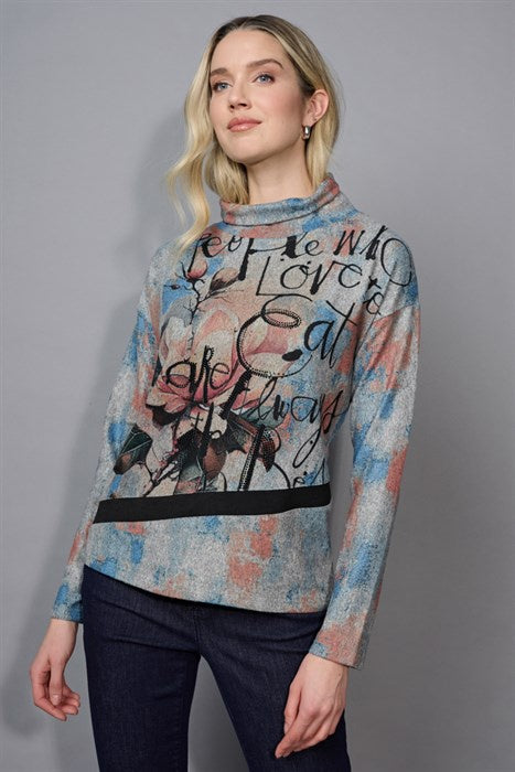 Picadilly | Terracotta Draped Neck Printed Top