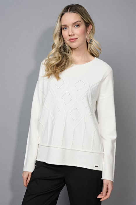 Picadilly | Off White Diamond Cable Sweater