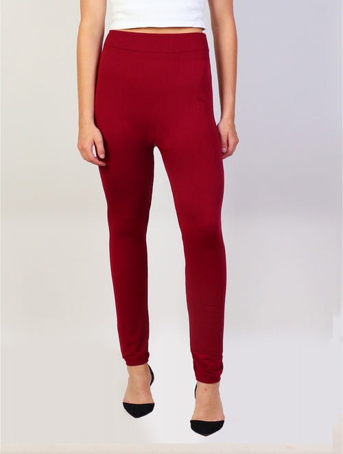 Fleece Lined  Tights ( Plus Size) , Burgundy