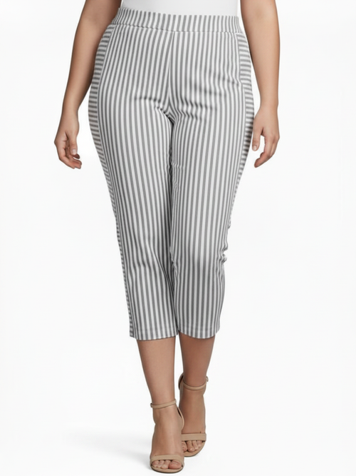 Modes Crystal | Denim Striped Pull-On Capris