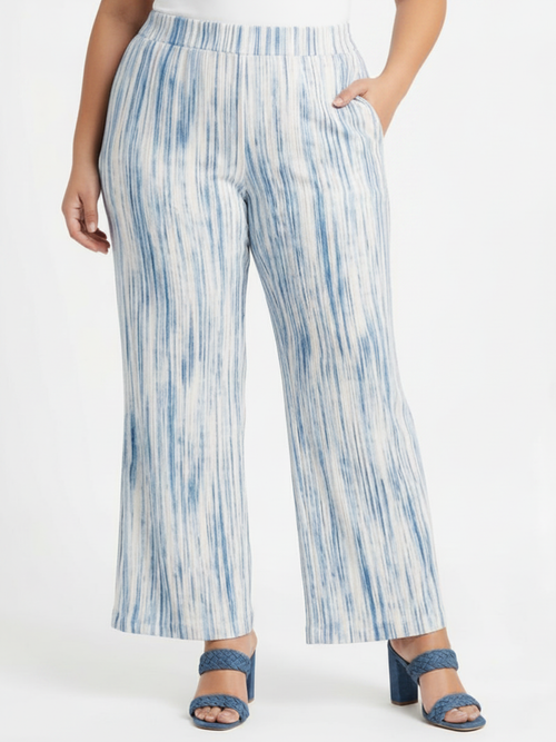 Modes Crystal | Chambray Striped Palazzo Pant